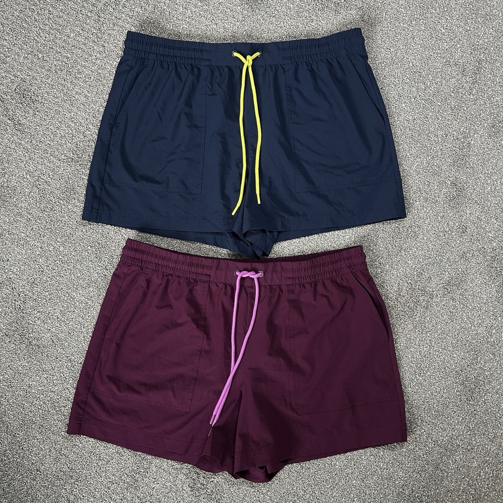 Lot if 2 Women's Elastic-Waist Active Shorts — Navy and Burgundy